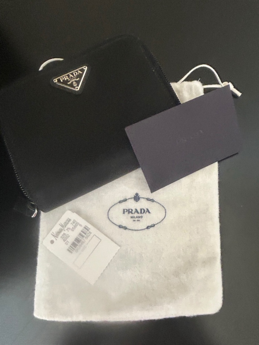 Prada Tessuto Nylon Compact Bifold Black Wallet. NWT